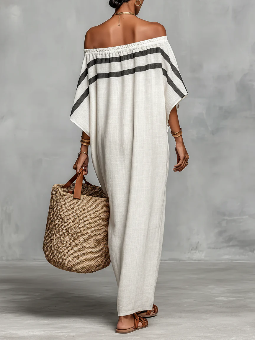Lennon | Off-Shoulder Maxi Dress with Batwing Sleeves