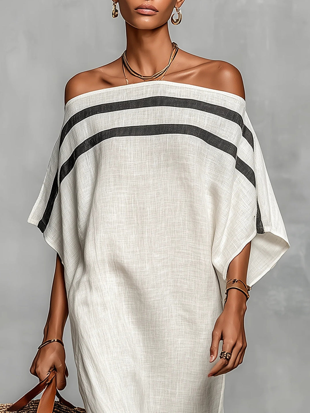 Lennon | Off-Shoulder Maxi Dress with Batwing Sleeves