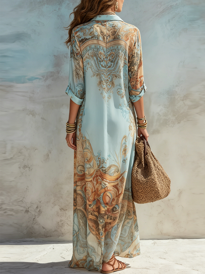 Miranda | Mediterranean Maxi Shirt Dress