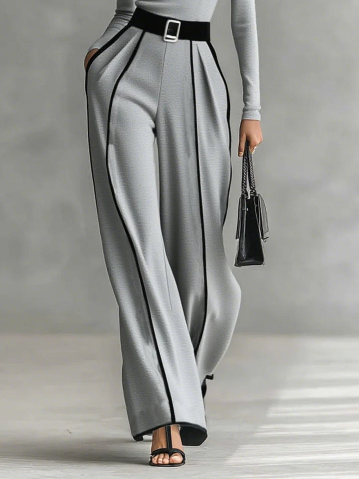 Louise - Chic Set with High Collar & Wide Pants