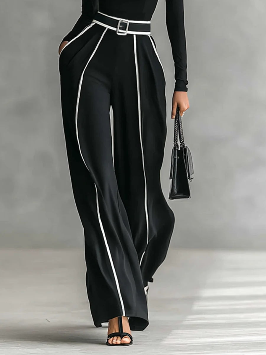 Louise - Chic Set with High Collar & Wide Pants
