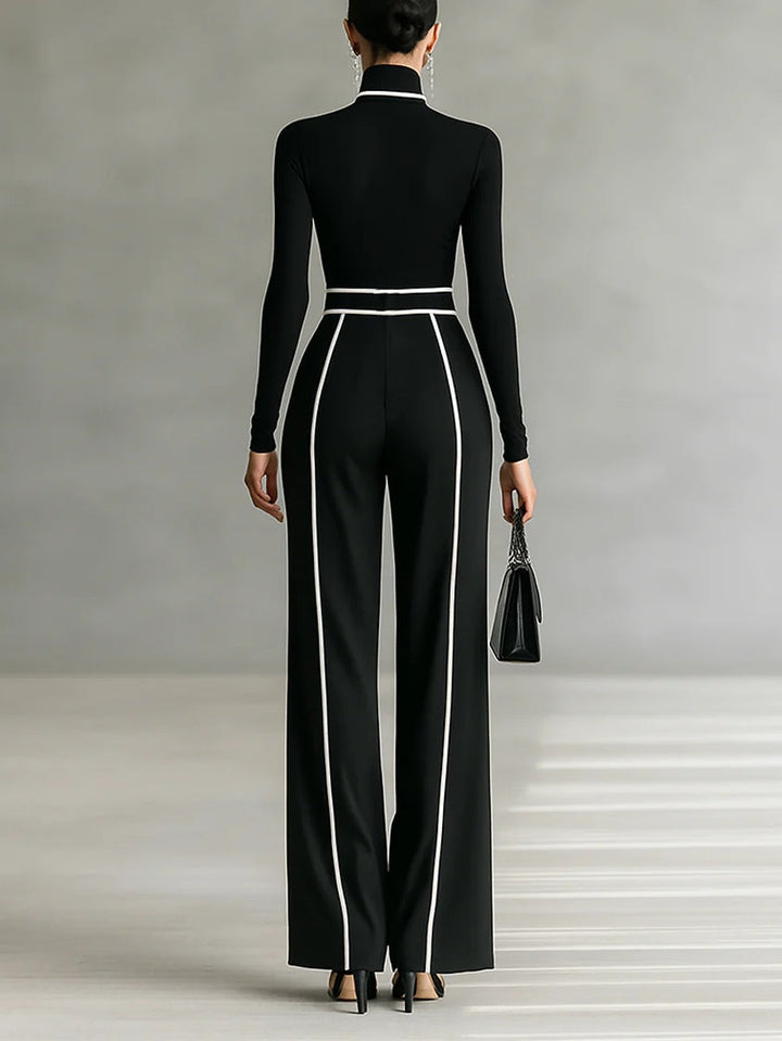 Louise - Chic Set with High Collar & Wide Pants