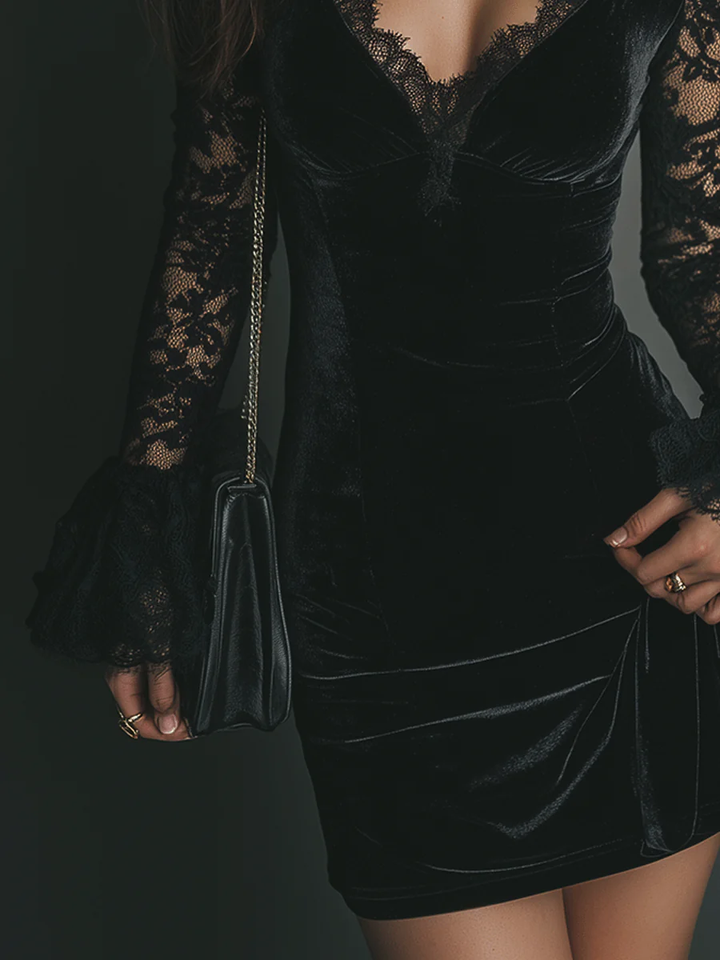 Brynlee | Mini Dress in Velvet & Lace