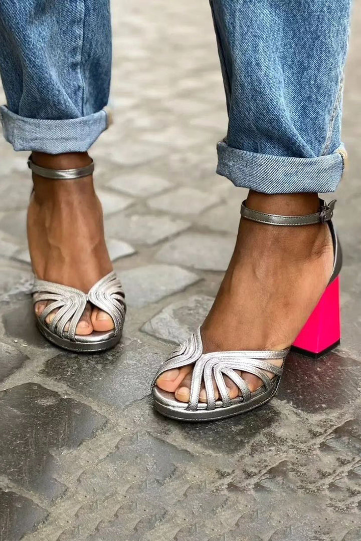 Serafina | Shiny block-heeled sandals