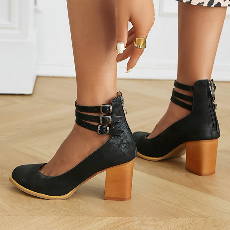 Casilda | Plain sandals with ankle strap and thick sole