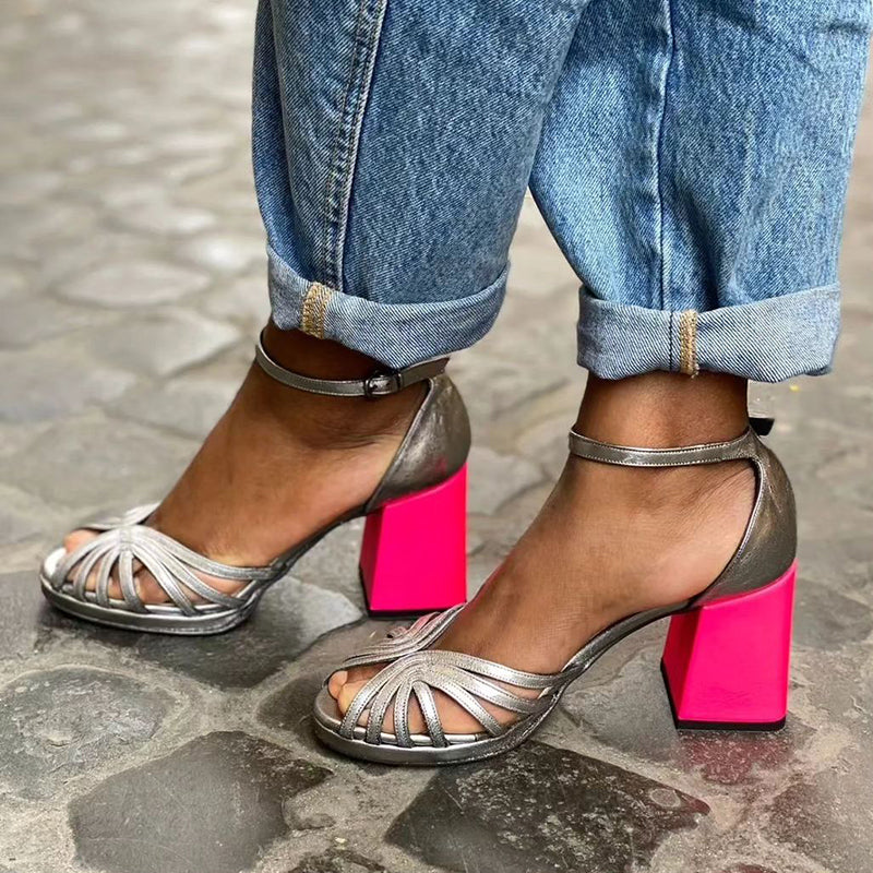 Serafina | Shiny block-heeled sandals