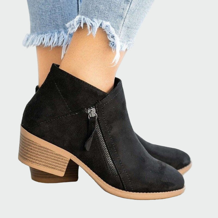 Premium orthopedic leather ankle boots with heel for winter