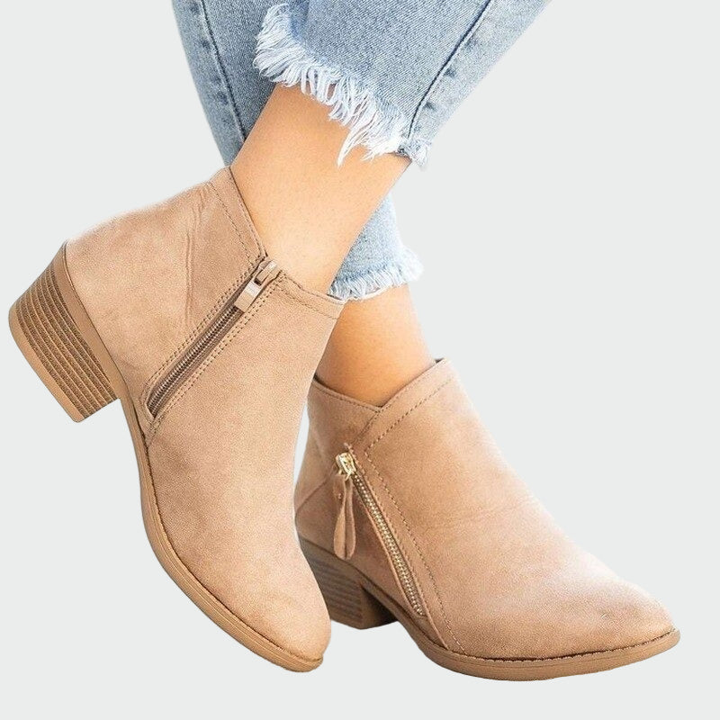 Premium orthopedic leather ankle boots with heel for winter