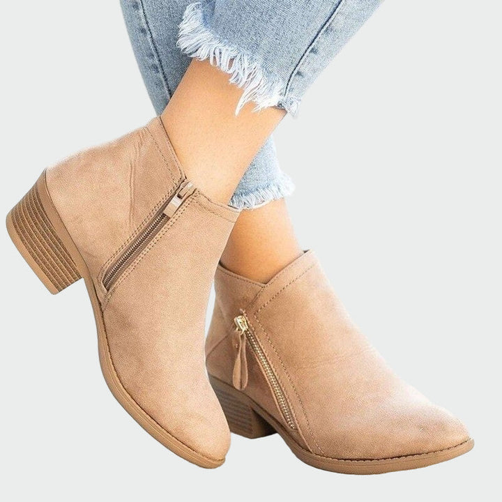 Premium orthopedic leather ankle boots with heel for winter