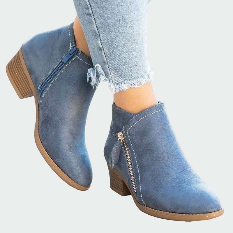 Premium orthopedic leather ankle boots with heel for winter