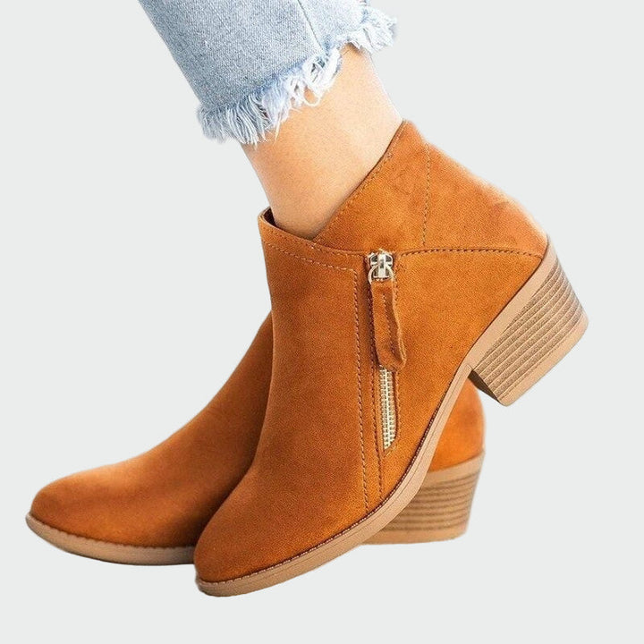 Premium orthopedic leather ankle boots with heel for winter