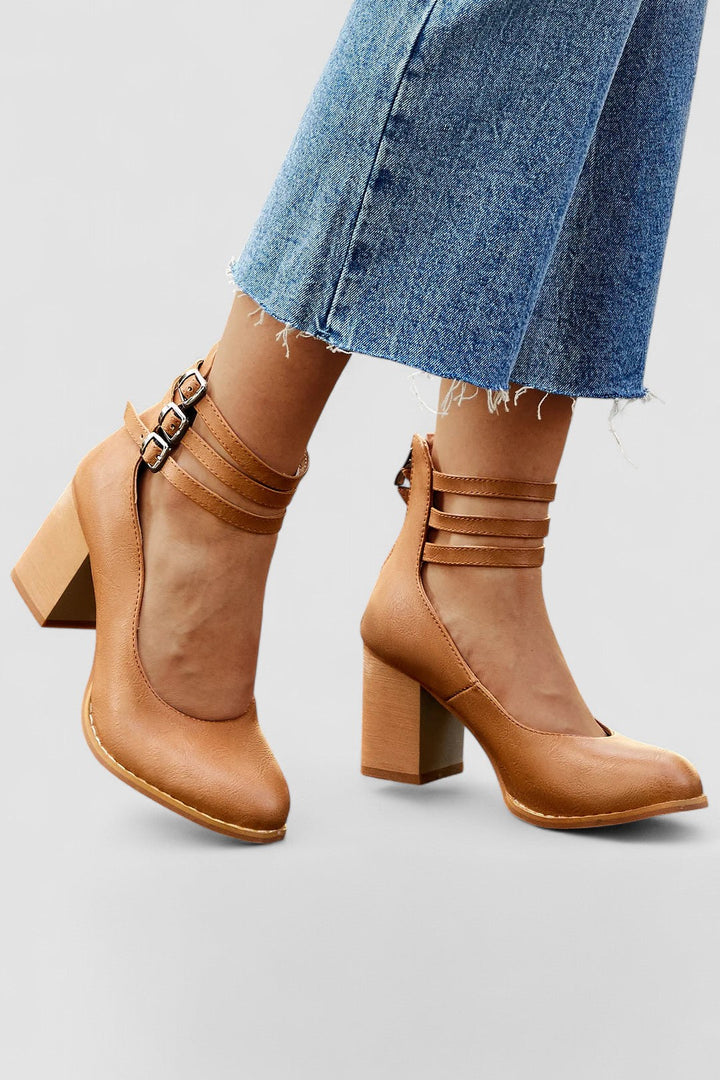 Casilda | Plain sandals with ankle strap and thick sole