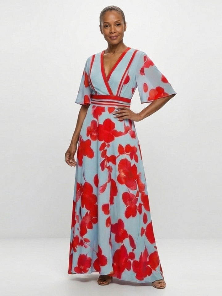 Sydney | Maxi dress with flowers and V-neck