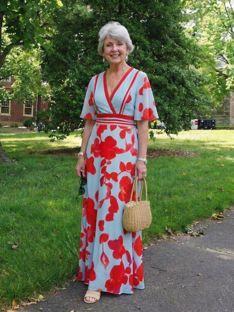Sydney | Maxi dress with flowers and V-neck