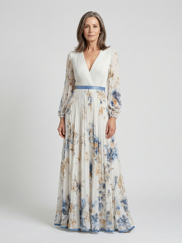 Riley | Maxi Floral Dress with Long Sleeves