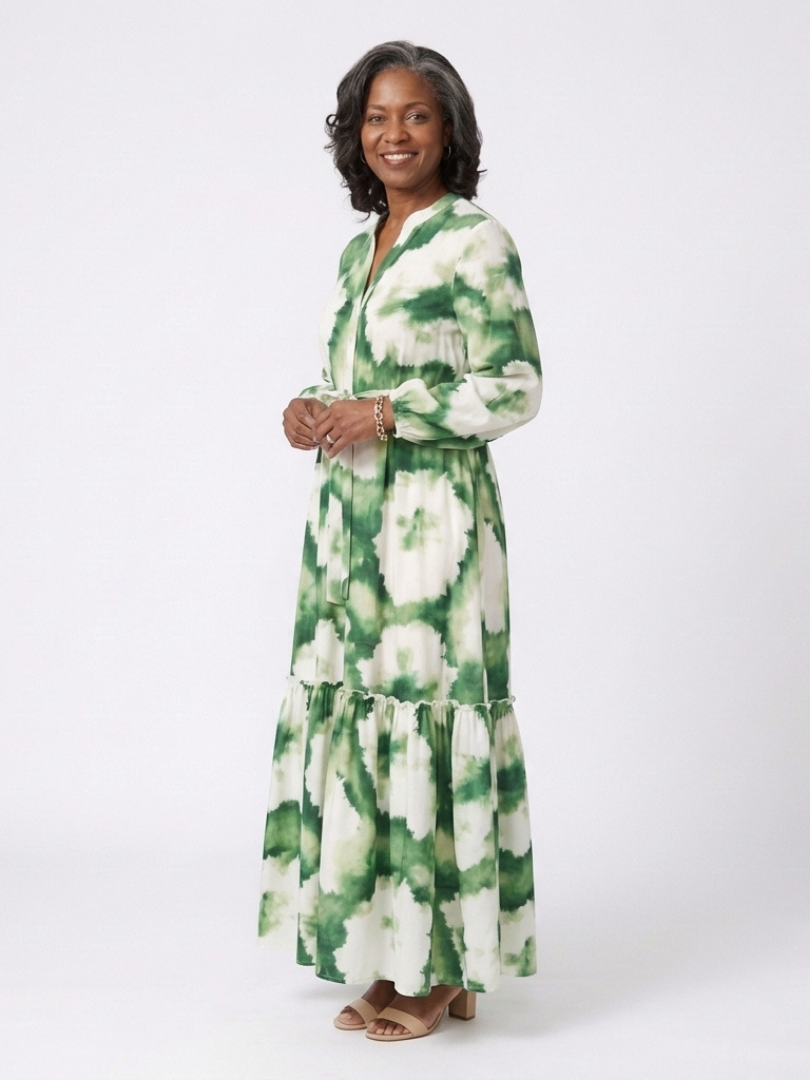 Nicole | Long Sleeve Maxi Dress with Tied Waist