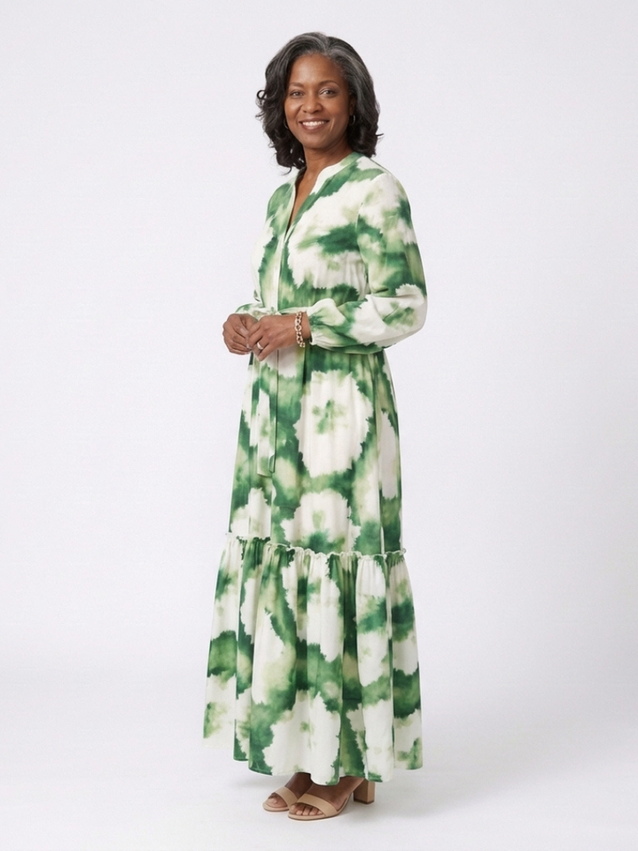 Nicole | Long Sleeve Maxi Dress with Tied Waist