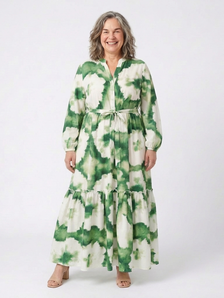 Nicole | Long Sleeve Maxi Dress with Tied Waist