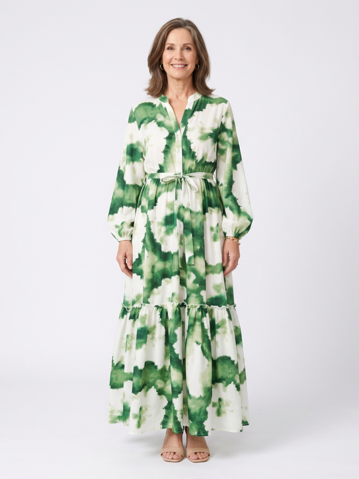 Nicole | Long Sleeve Maxi Dress with Tied Waist
