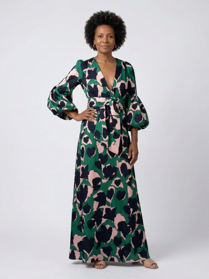 Anna | Maxi dress with long sleeves and tied waist