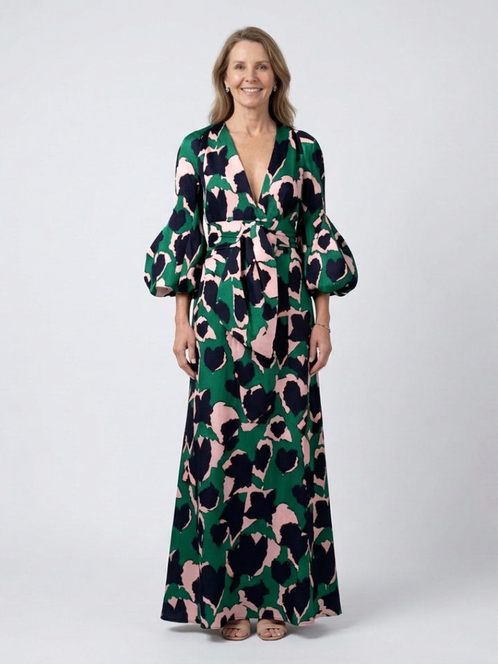 Anna | Maxi dress with long sleeves and tied waist