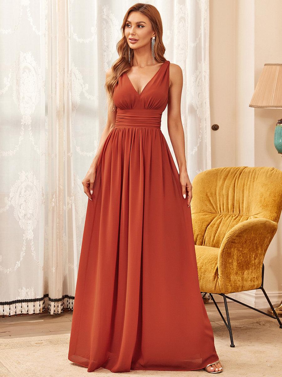 Vanessa | Sleeveless Pleated Party Dress with V-Neck
