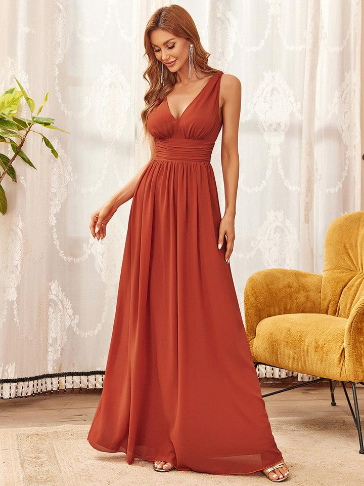 Vanessa | Sleeveless Pleated Party Dress with V-Neck