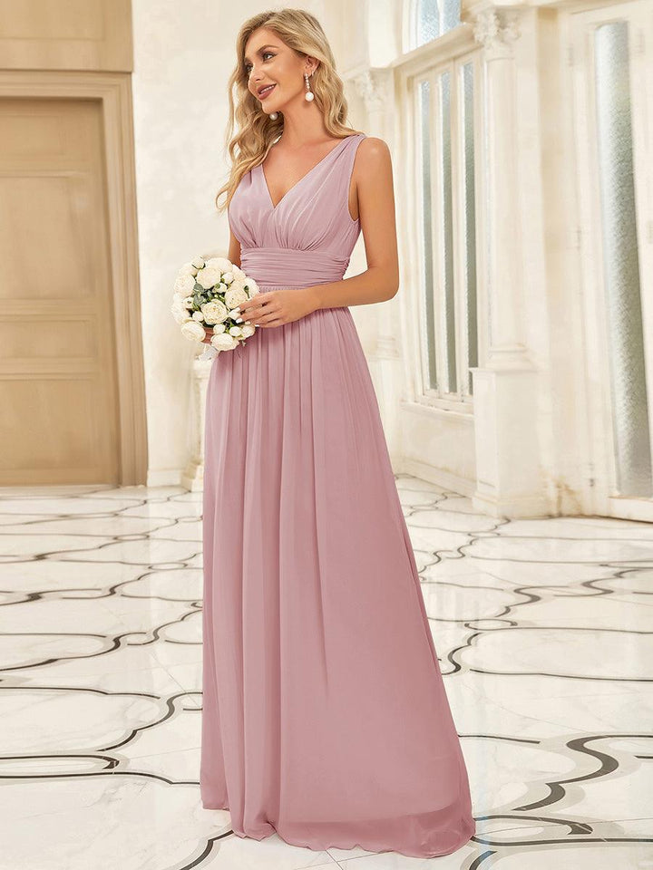 Vanessa | Sleeveless Pleated Party Dress with V-Neck