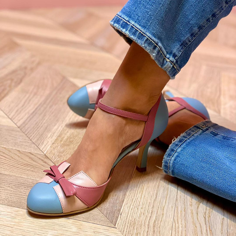 Roselle | Colorful sandals with knot and straps, with round toe