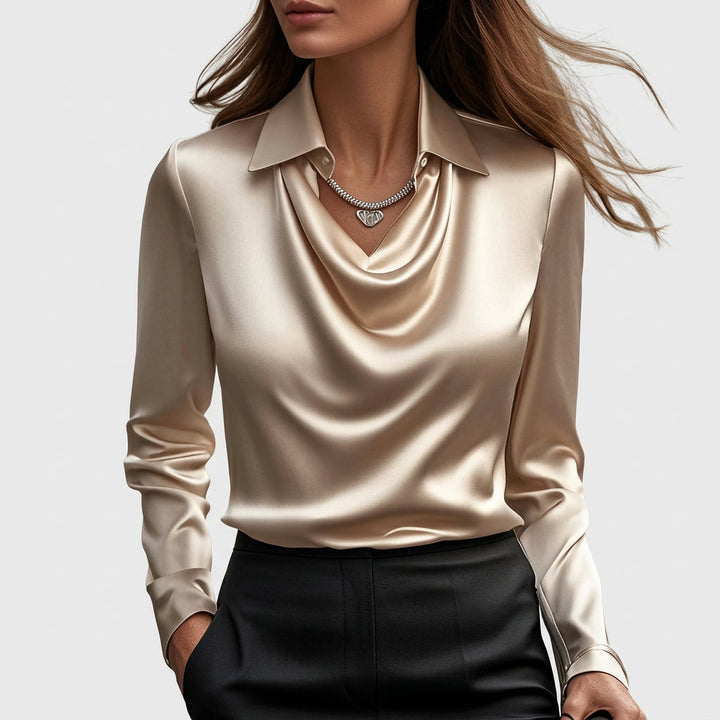 Ainsley | Luxurious Satin Blouse with Soft Neckline