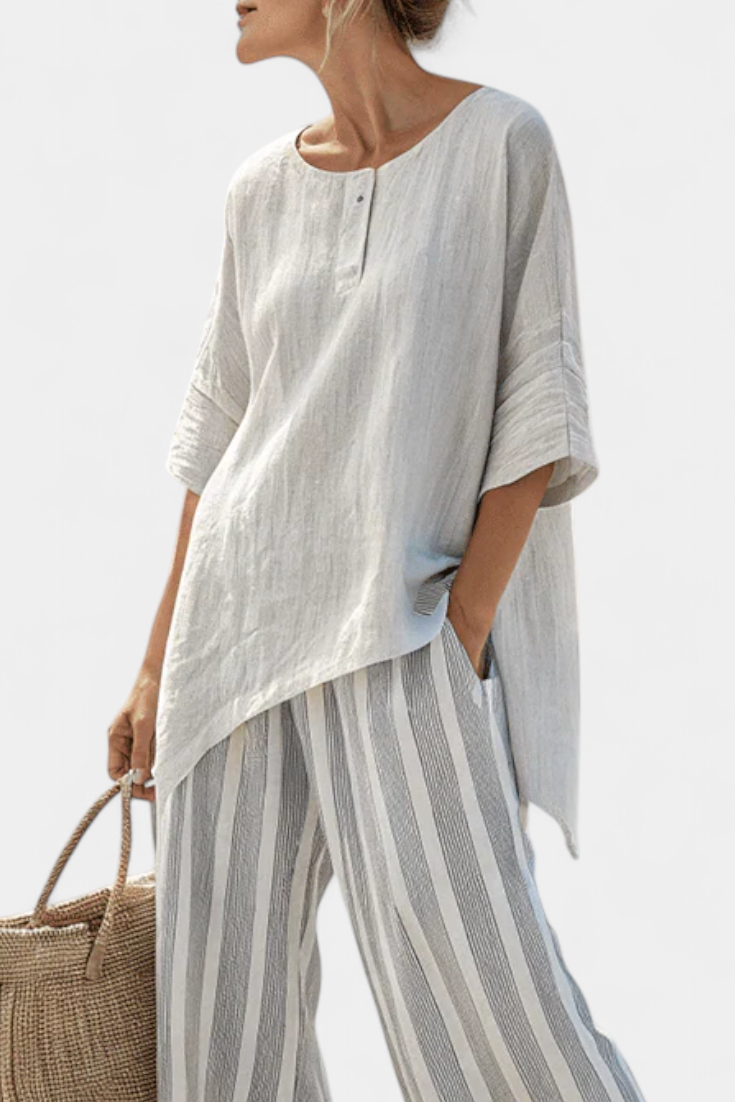 Clarice | Asymmetrical Blouse Set