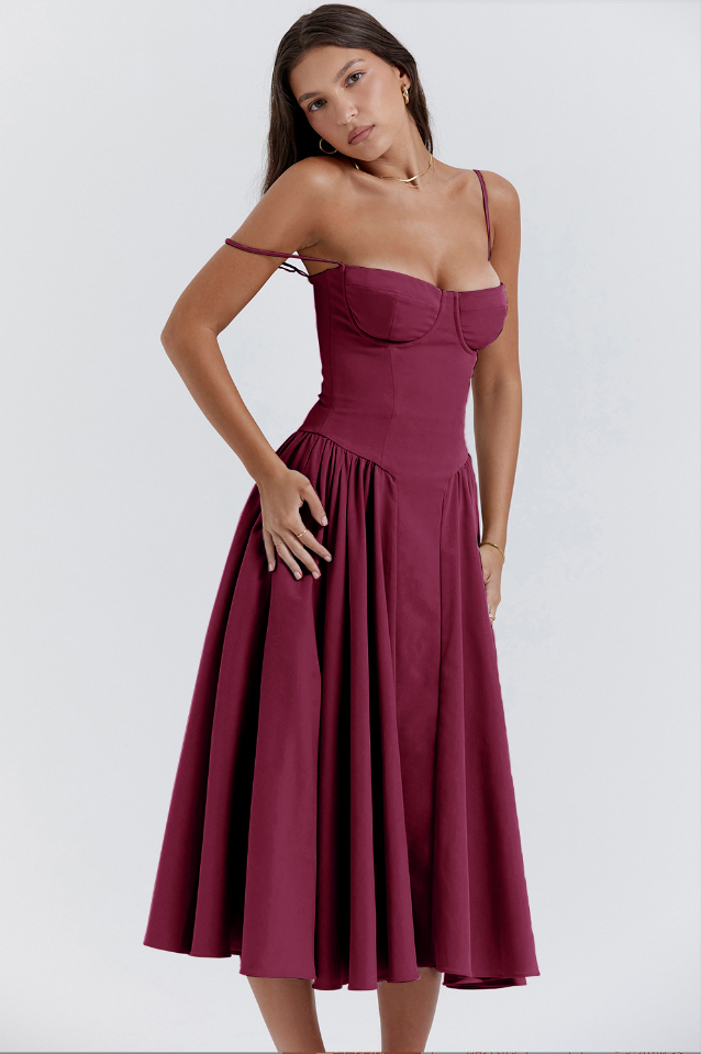 Josie | Sleeveless Bustier Midi Dress