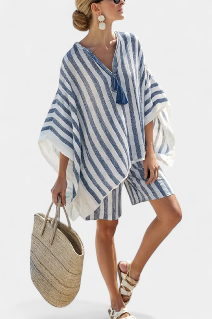 Selah | Striped Set Blouse and Shorts