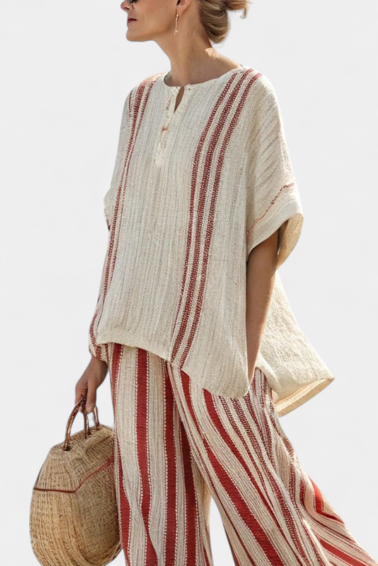 Vanna | Elegant Set with Red Stripes