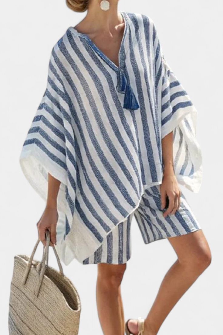 Selah | Striped Set Blouse and Shorts