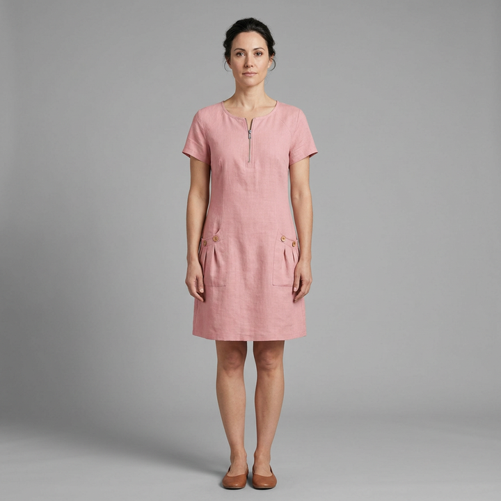 VICTORIA | Cotton Dress with Zipper Pocket