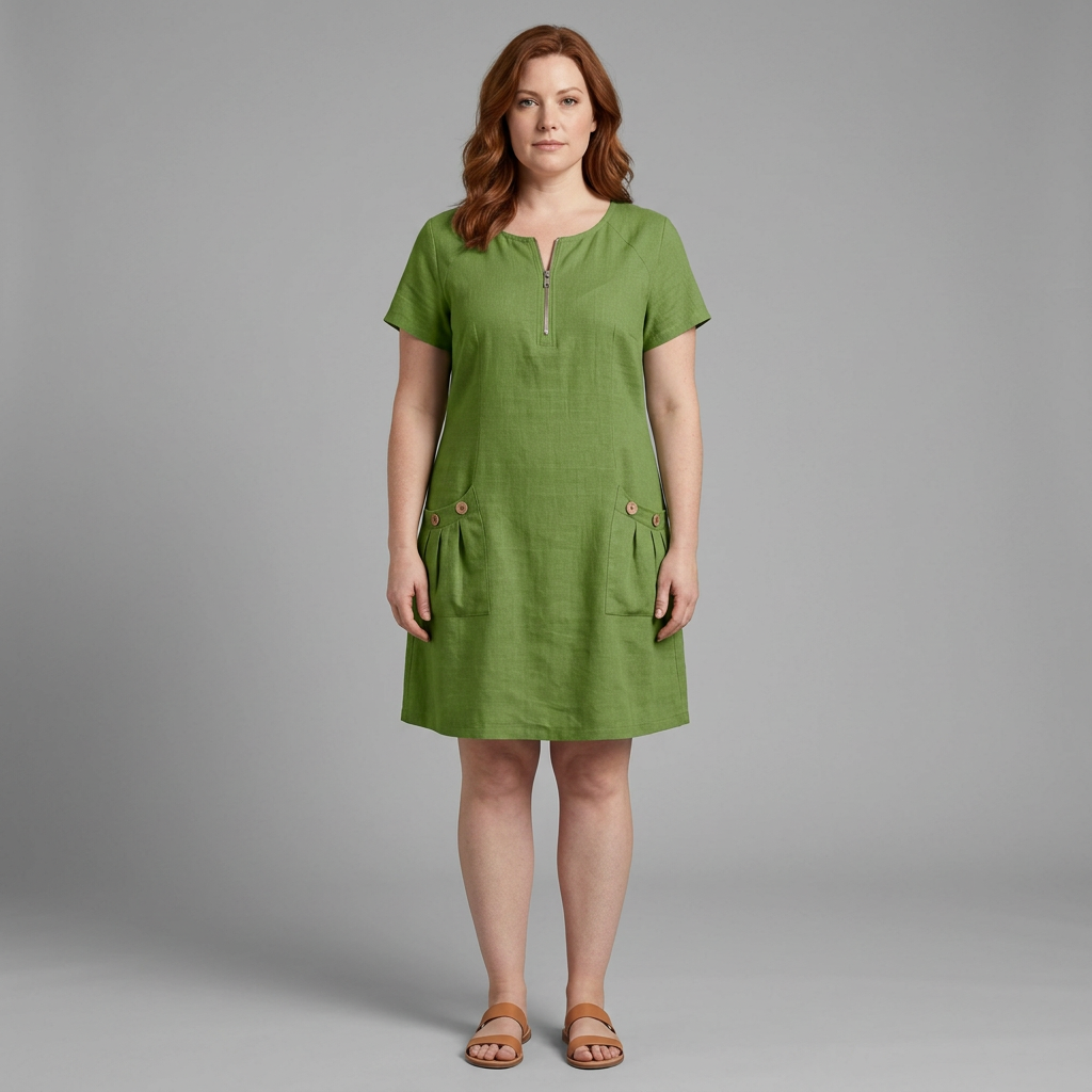 VICTORIA | Cotton Dress with Zipper Pocket