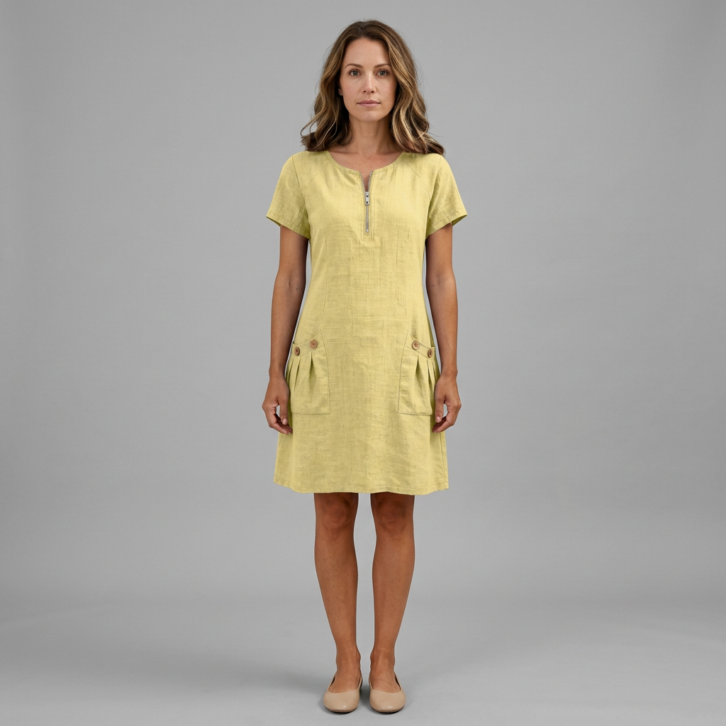 VICTORIA | Cotton Dress with Zipper Pocket