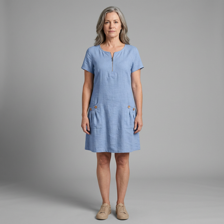 VICTORIA | Cotton Dress with Zipper Pocket