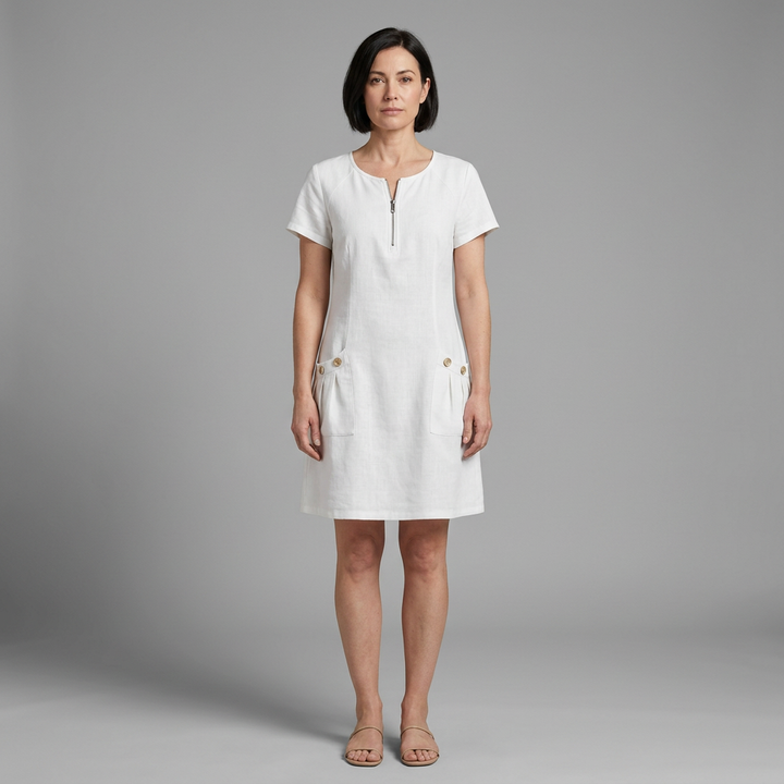 VICTORIA | Cotton Dress with Zipper Pocket