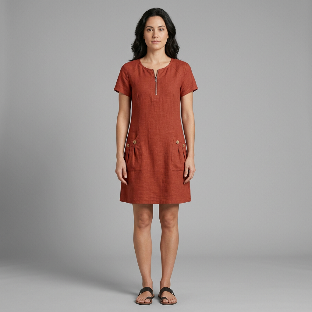 VICTORIA | Cotton Dress with Zipper Pocket