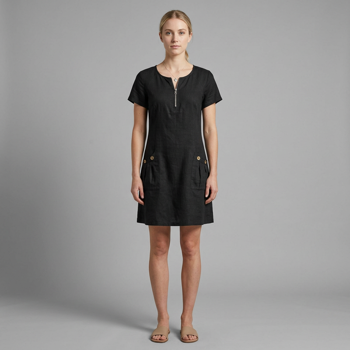 VICTORIA | Cotton Dress with Zipper Pocket