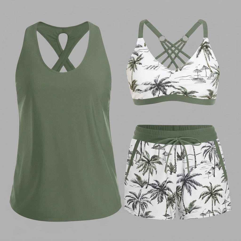 Maren | Three-Piece Tankini Bikini & Cover-Up Set