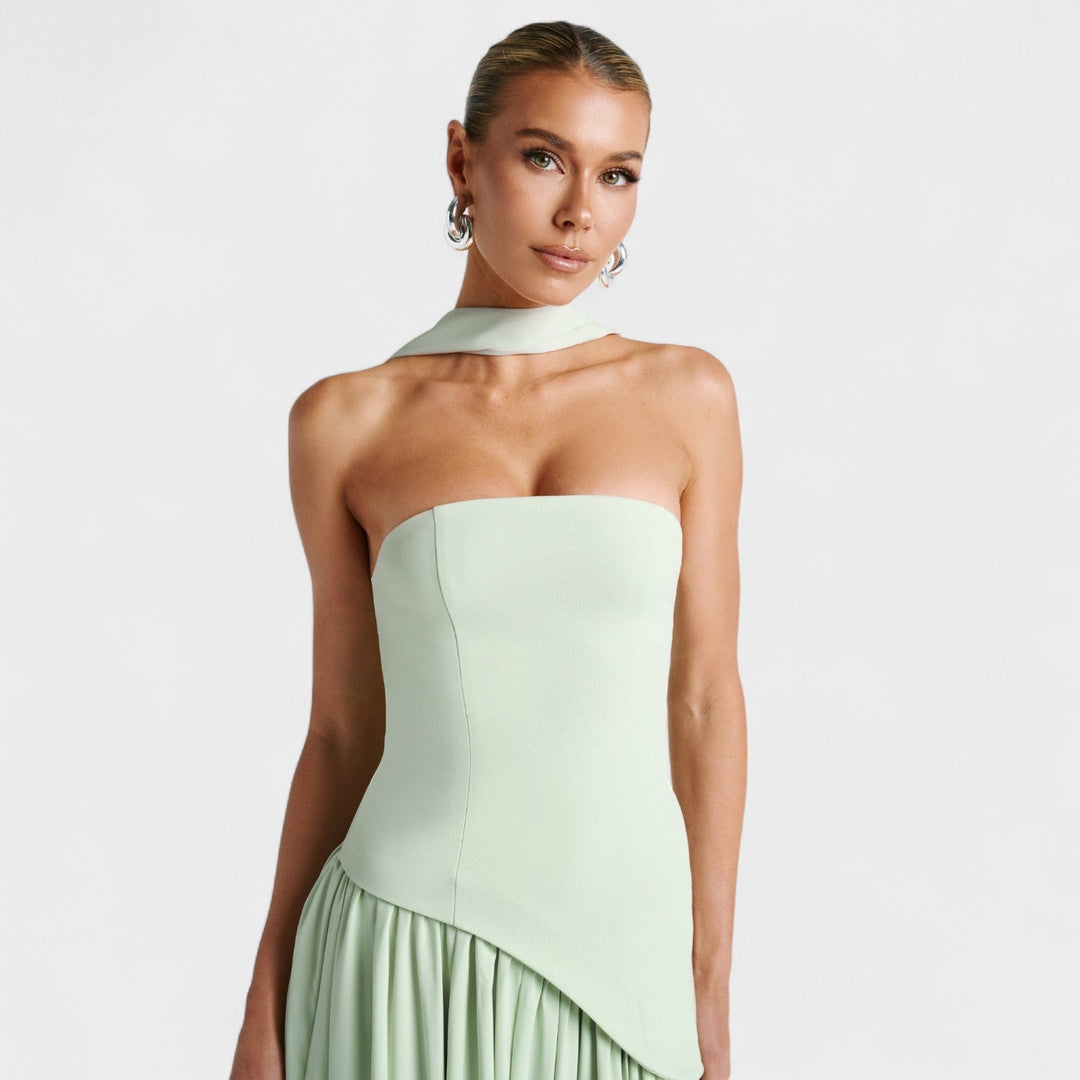 Megan | Asymmetrical Cut Mint Dress