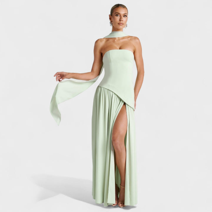 Megan | Asymmetrical Cut Mint Dress