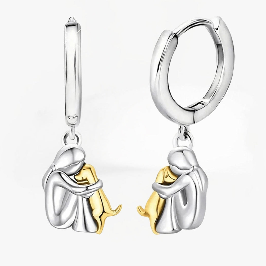 Dog Embrace - Earrings (Round Closure)