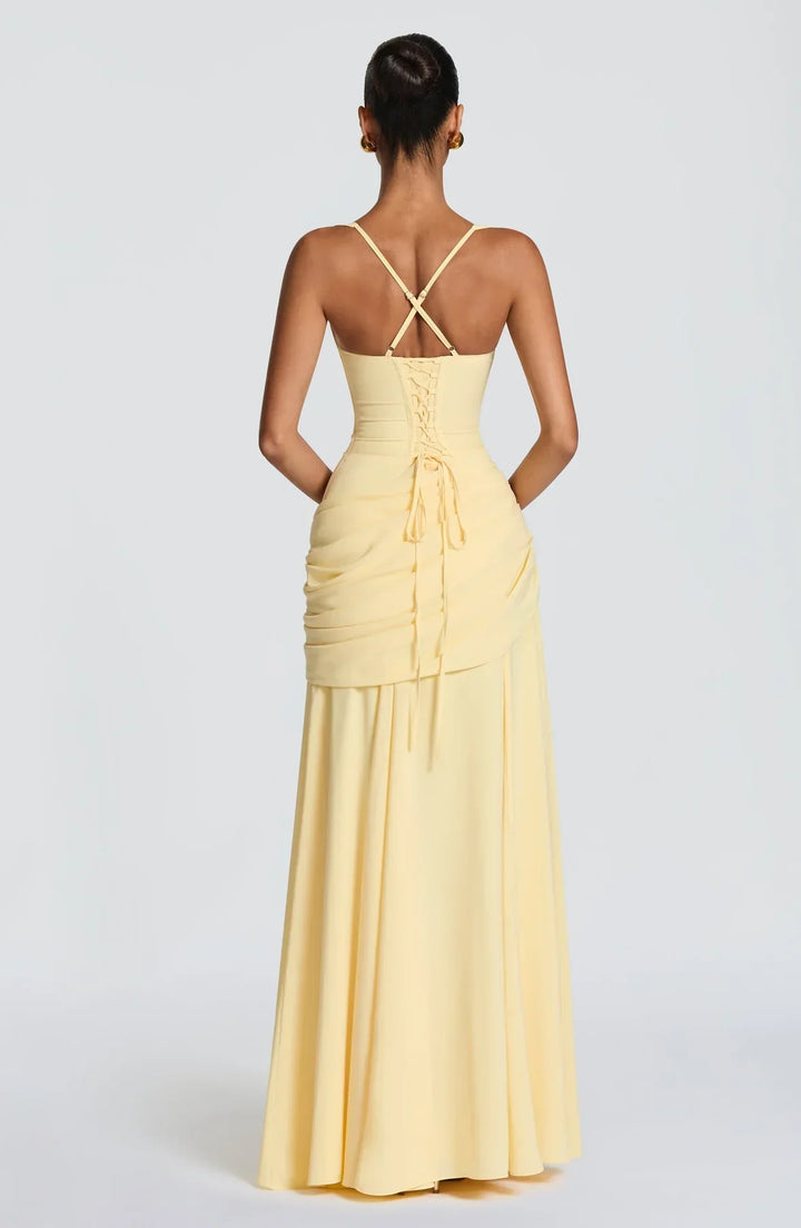 Hailey | Maxi dress with heart-shaped neckline and asymmetrical ruching