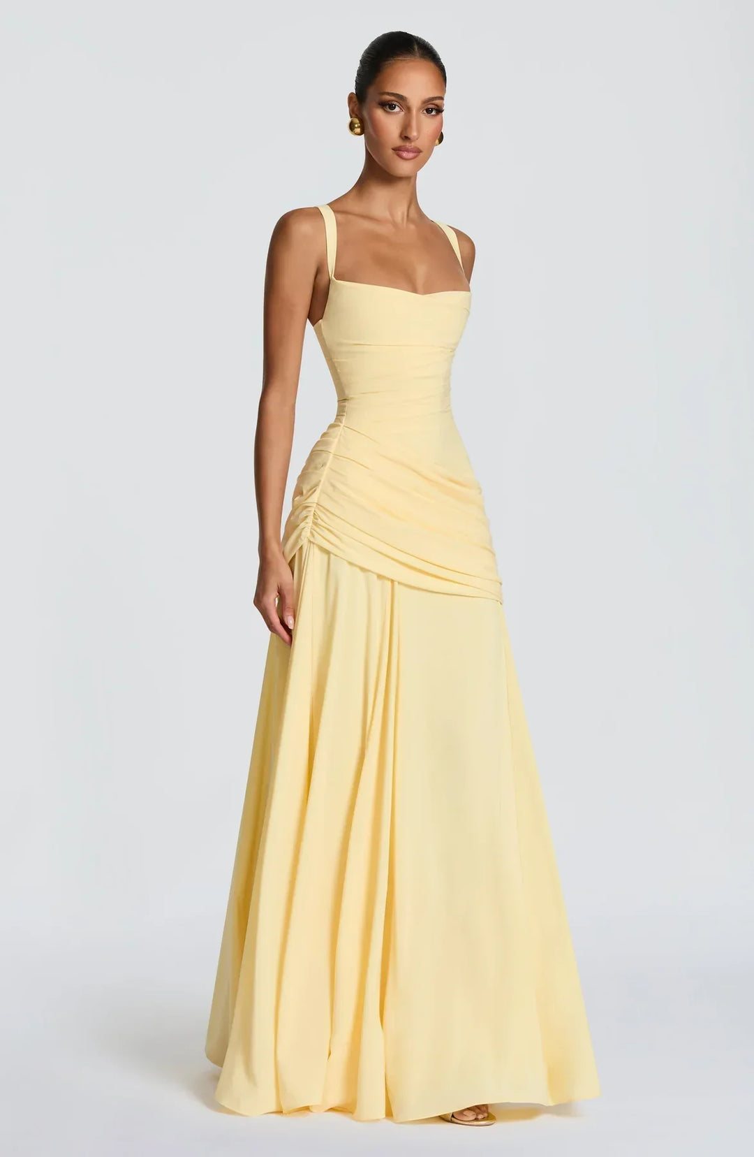 Hailey | Maxi dress with heart-shaped neckline and asymmetrical ruching