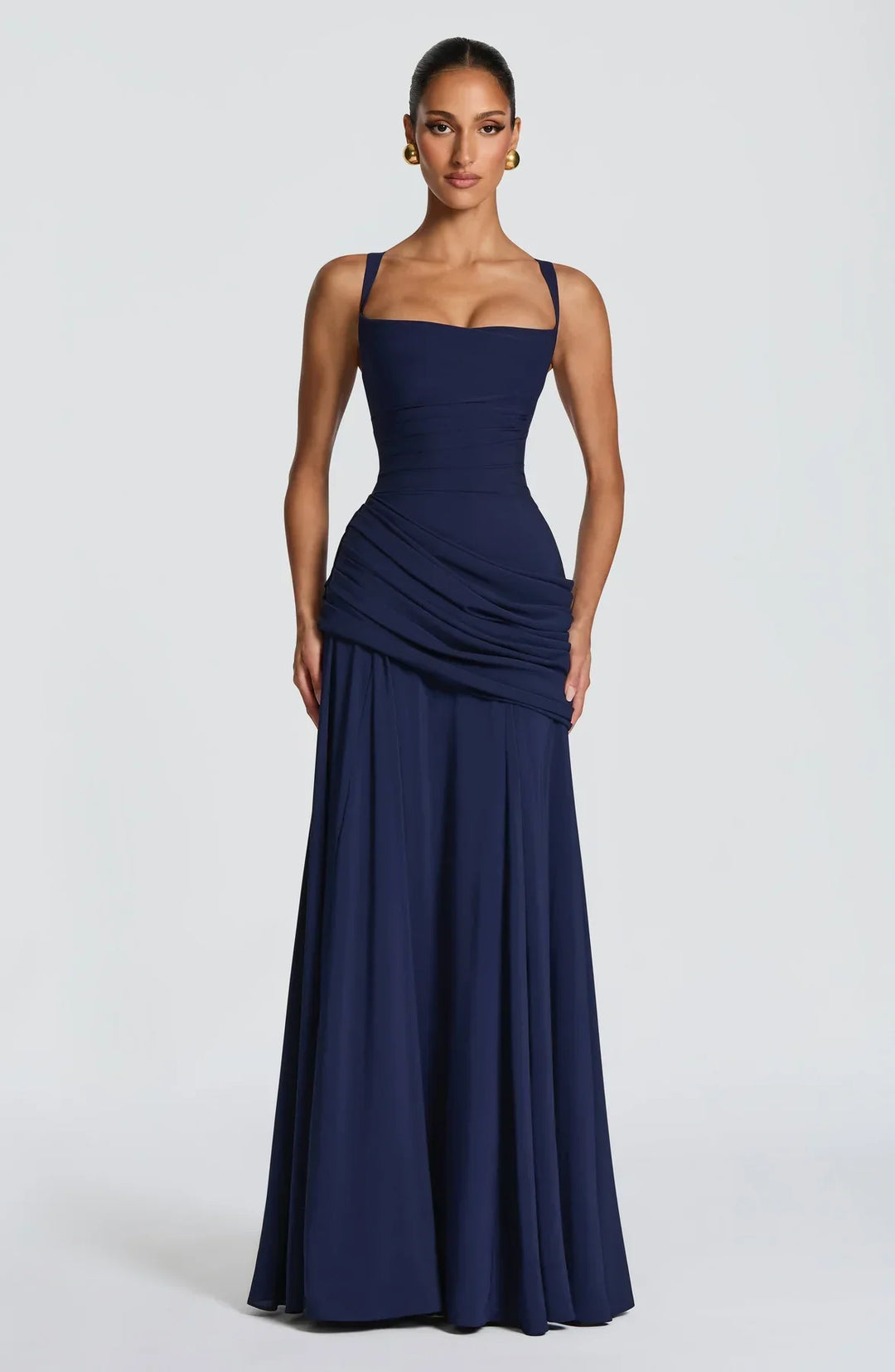 Hailey | Maxi dress with heart-shaped neckline and asymmetrical ruching