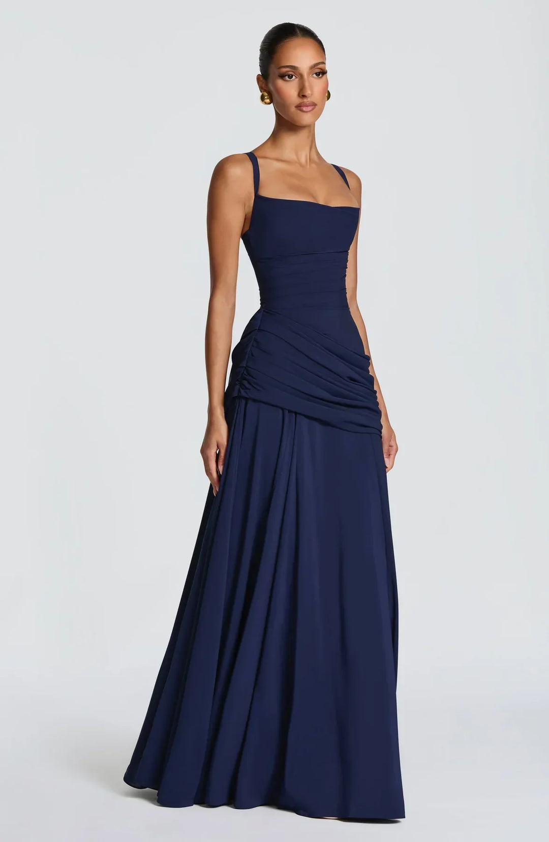 Hailey | Maxi dress with heart-shaped neckline and asymmetrical ruching